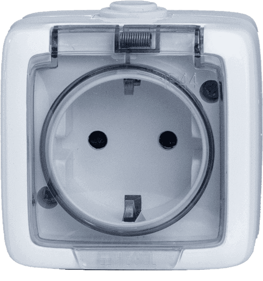 Розетка одноместная, с ЗК, без шторок